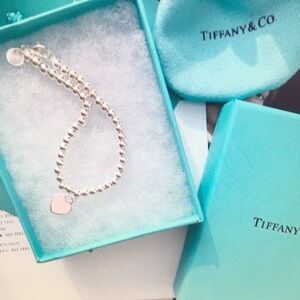 New York & Company Silver Bracelet with Pink Heart Charm Tiffany & co